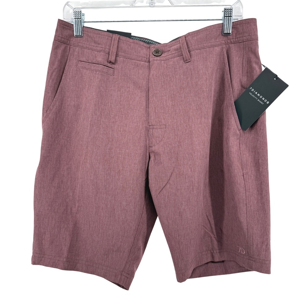NEW 7 Diamonds Velocity Performance Short Mens 30 Shorts Berry STS-1107 Stretch
